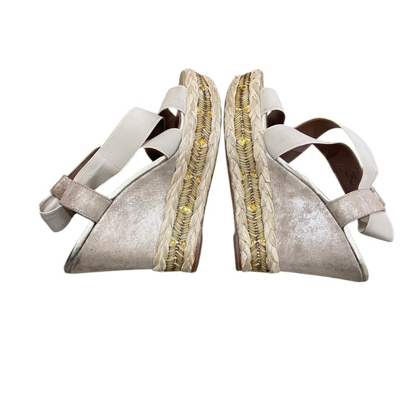 Donald pliner Tilisp platform wedge elastic straps metallic leather sandals 9.5 - Picture 3 of 10